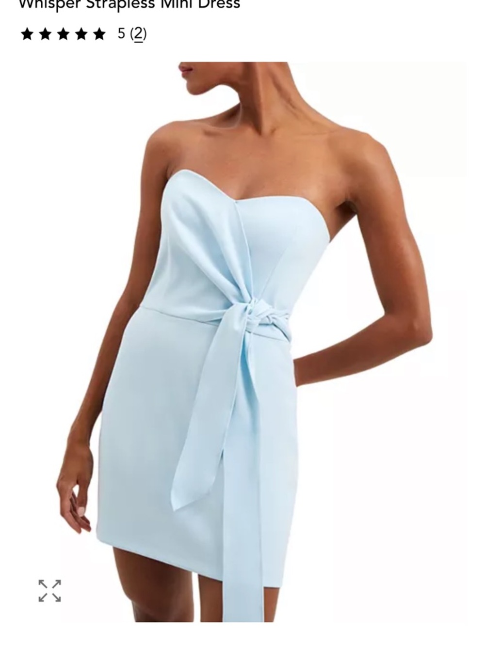 French Connection Whisper Strapless Mini Dress with Side Tie pale blue size 8